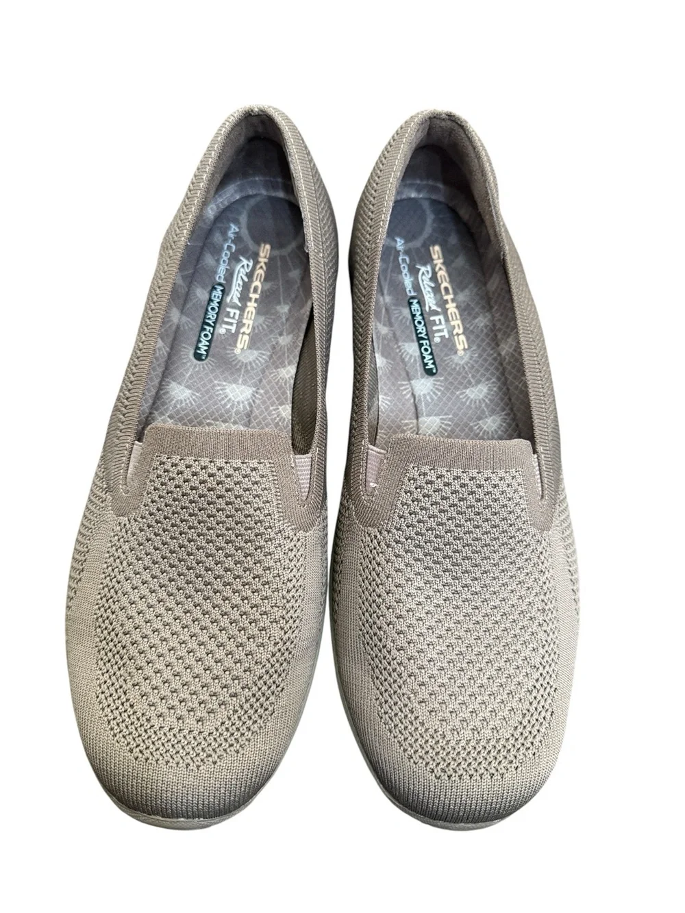 Skechers Taupe Slip On Loafers Womens 10 Air Cooled Memory Foam Relaxed Fit